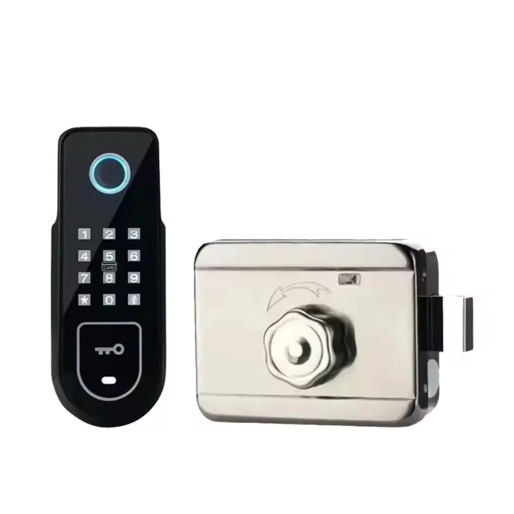 Door Lock Fingerprint Remote Control Lock Keyless Door Lock Hide Key Digital Keypad 13.56MHZ MF Card Reader Easy Install