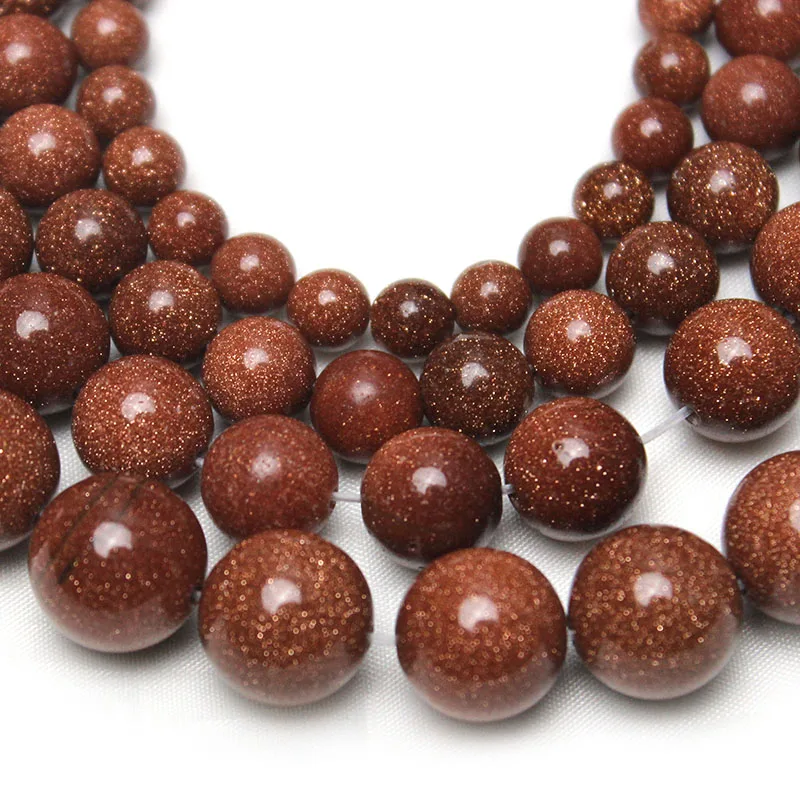 Natural Stone Gold Sand Stone Beads Round Loose Beads For Jewelry Making Diy Bracelet Charms 4 6 8 10 12mm Pick Size 15\