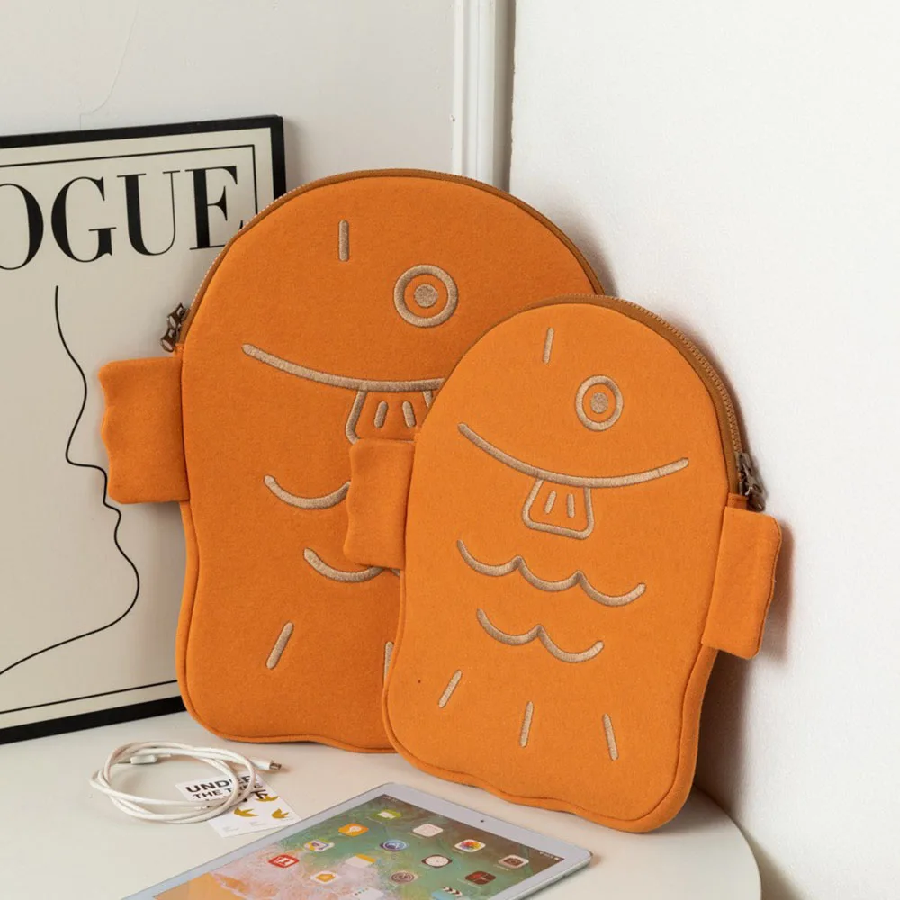 New Hot Sale Korean Style Cute Taiyaki Shape Laptop Bags Yellow 11 Inches Tablet Bag iPad Handbag Portable Carry Case