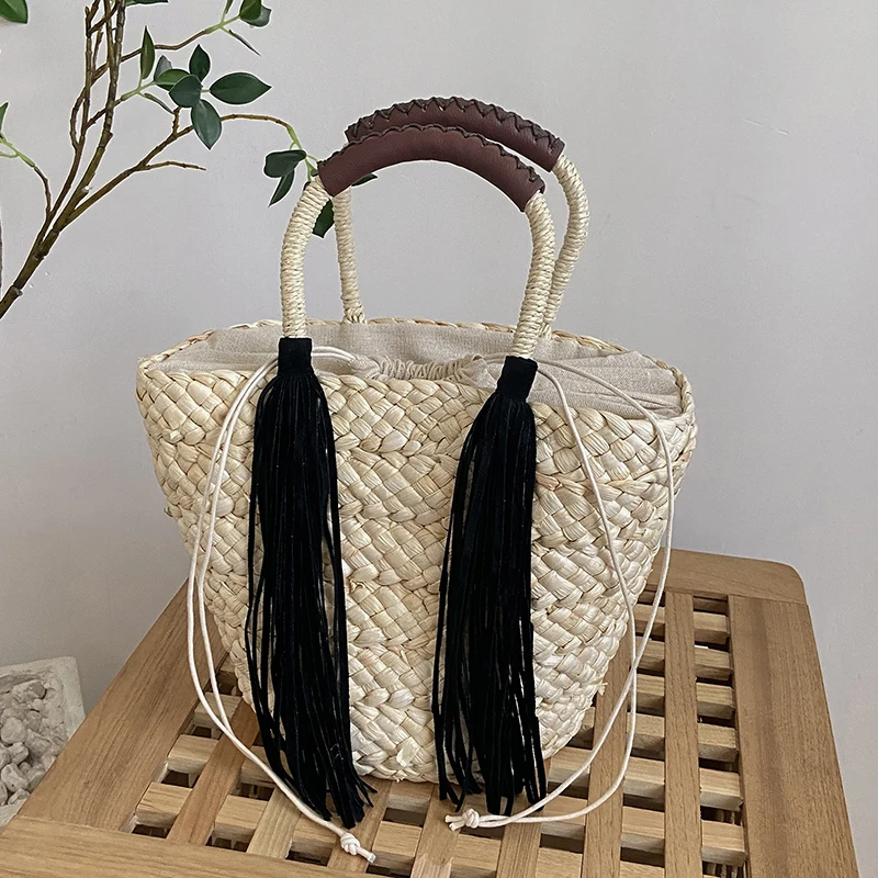 VeryMe 2022 Fashion Bucket Tote Women's Bag Popular Handwoven Straw Female Handbags Summer Beach Boho Travel Pack borsa da donna