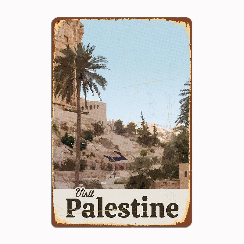 

Vintage Visit Palestine Travel Poster Retro Travel Vintage Metal Sign Poster Garage Indoor Room Decor Club Tin Home Wall Decor