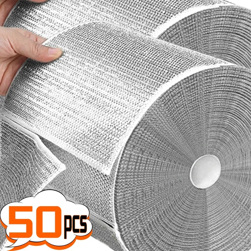 50/1pcs Metal Steel Wire Rags Cloth Home Kitchen Pot Pan Dishwashing Double-sided Cleaning Cloths Towel Scouring Pads Wholesale