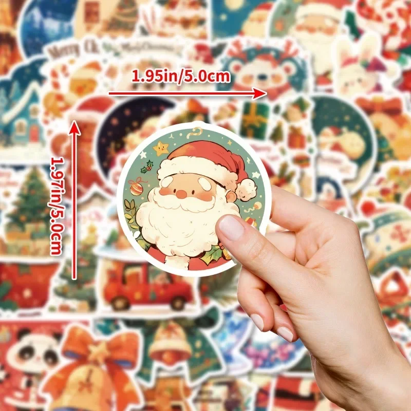 50pcs/pack Christmas Stickers Waterproof Christmas Party Decoration Sticker Water Bottle Suitcase Notebook DIY Stickers for Kids