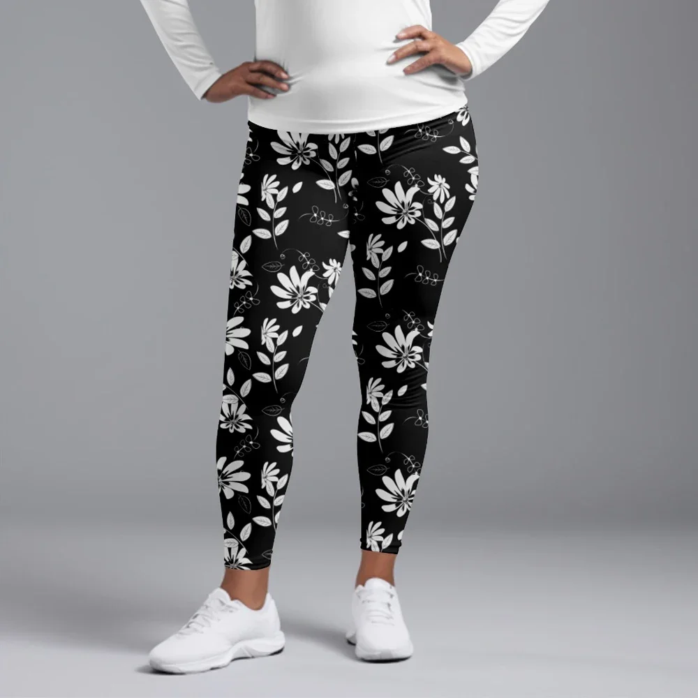 LETSFIND-Leggings de Cintura Alta Feminina, Padrão de Flores 3D, Impressão Digital, Calças Casual Sexy, Moda Fitness, Alta Qualidade