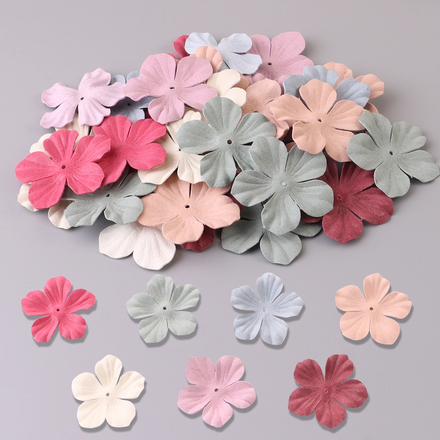 30pc Small Exquisite Leather Flowers Handmade Artificial Flower Head Wedding Decoration DIY Scrapbooking Craft Fake Flower