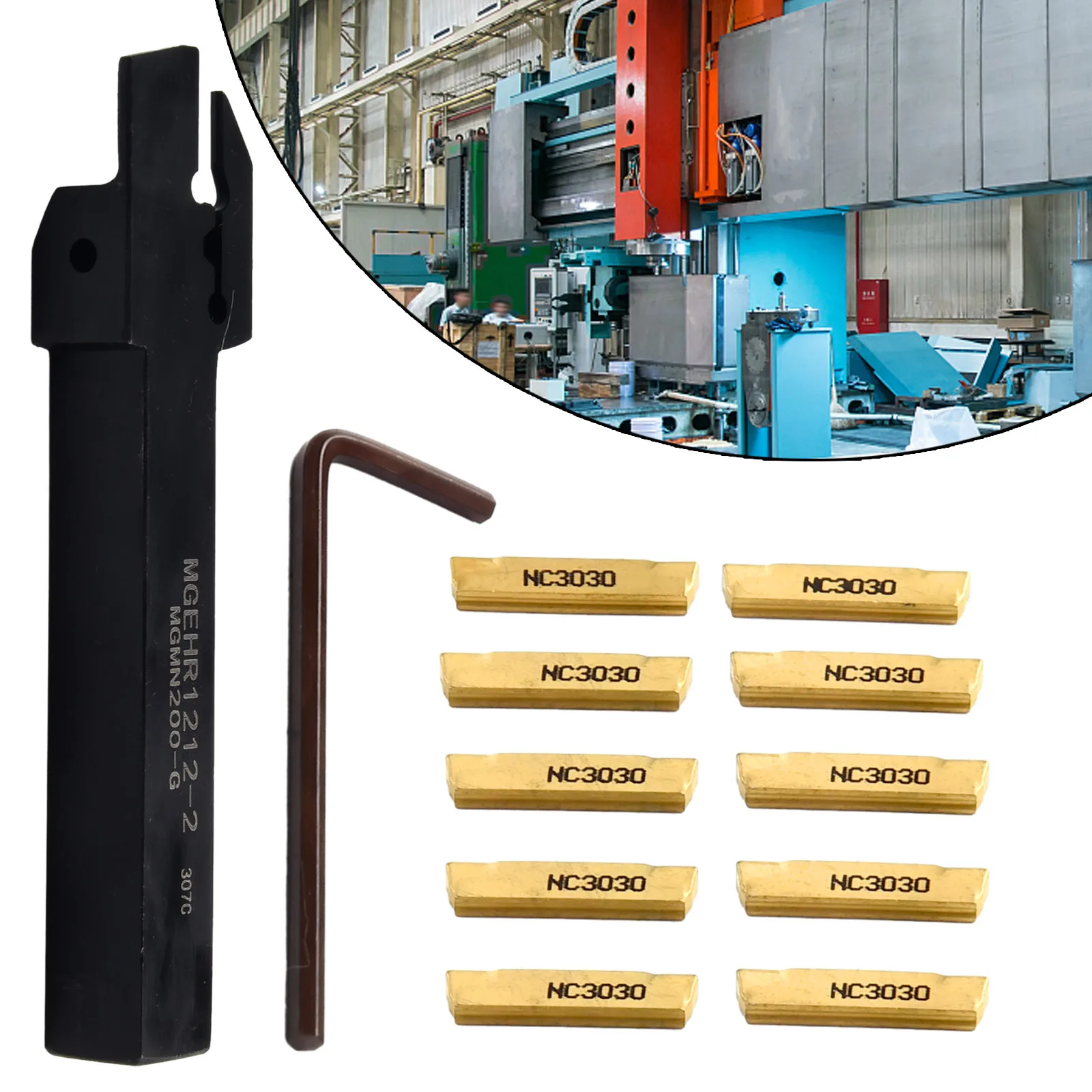 Chave suporte de torno cortador em forma de l 12*12mm haste 10 peças mgmn200 lâmina de carboneto MGEHR1212-2 ranhura de alta qualidade