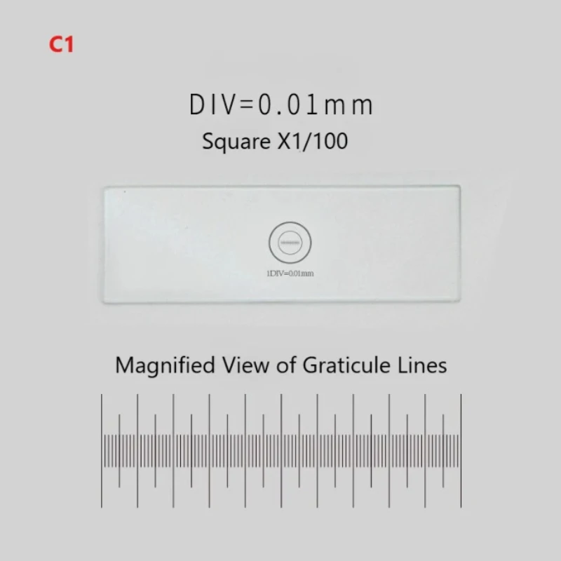 DIV 0.01mm Microscope Calibration Micrometer Cross Grid Reticle Metallographic Calibration Ruler K9 Optical Transparent Glass