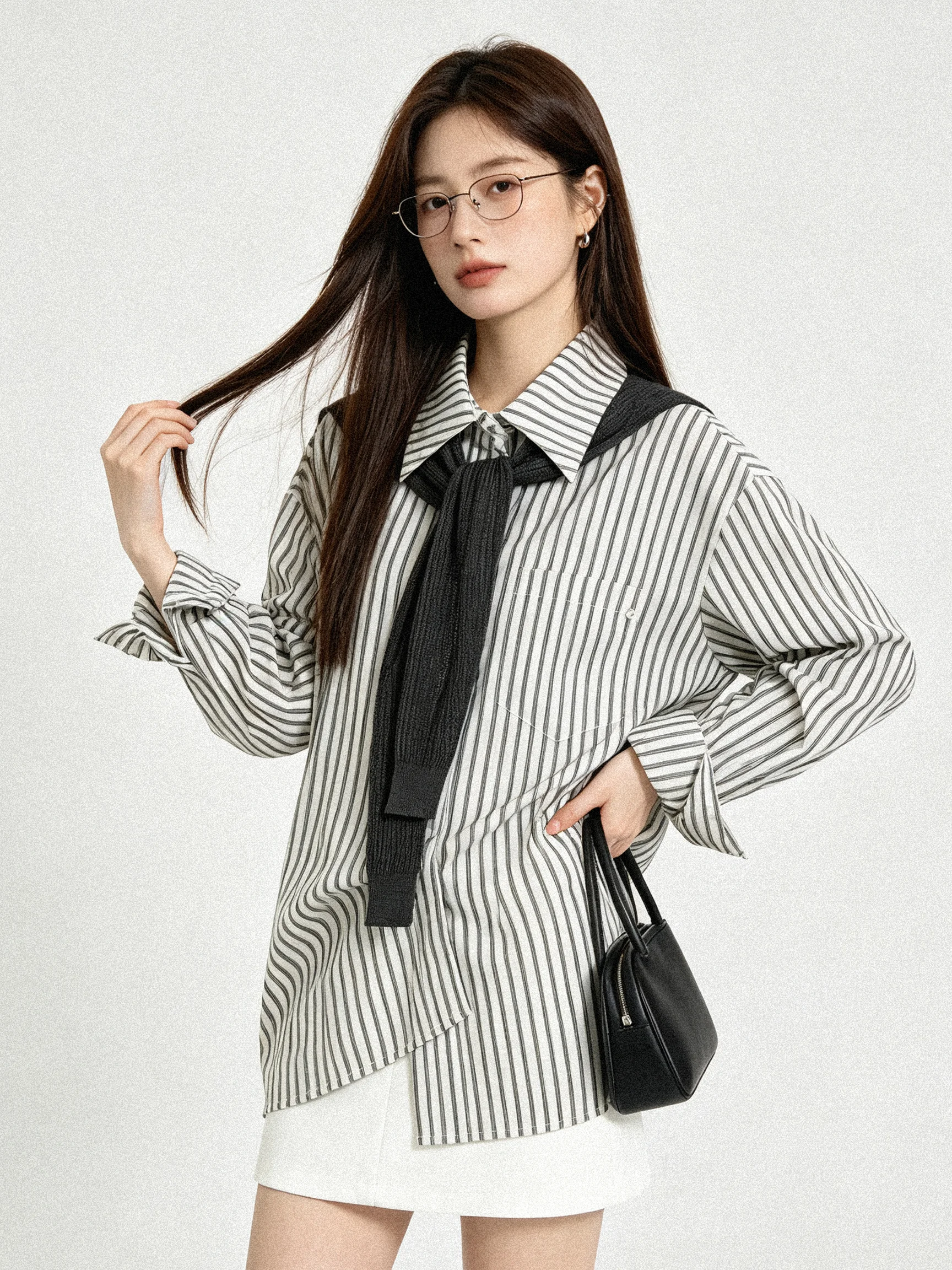 Loose Long Sleeve Women's Korean Style Shirt And Shawl Two-Piece Set Sun Protection Casual Lazy Style College Trend Autumn Wear