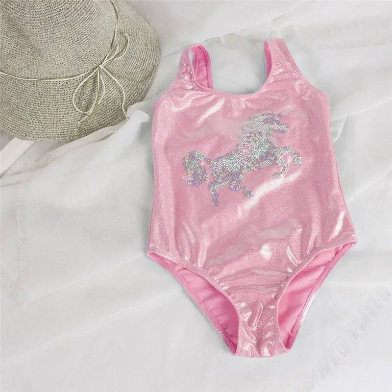 2022 Unicorn Children Swimwear For Girls One Piece Children Swimsuits Girls Swimsuit Kids Bathing Suit 3-8Years Sliver Sequins