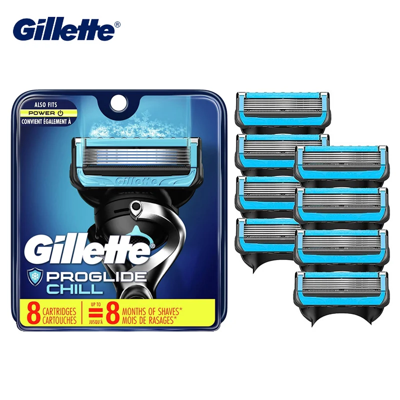 Gillette Fusion ProShield Chill Men's Razor Blade Comfort Cooling Shaving Face Beard Fusion5 Blade Refill 4/8 Shaving Cartridges