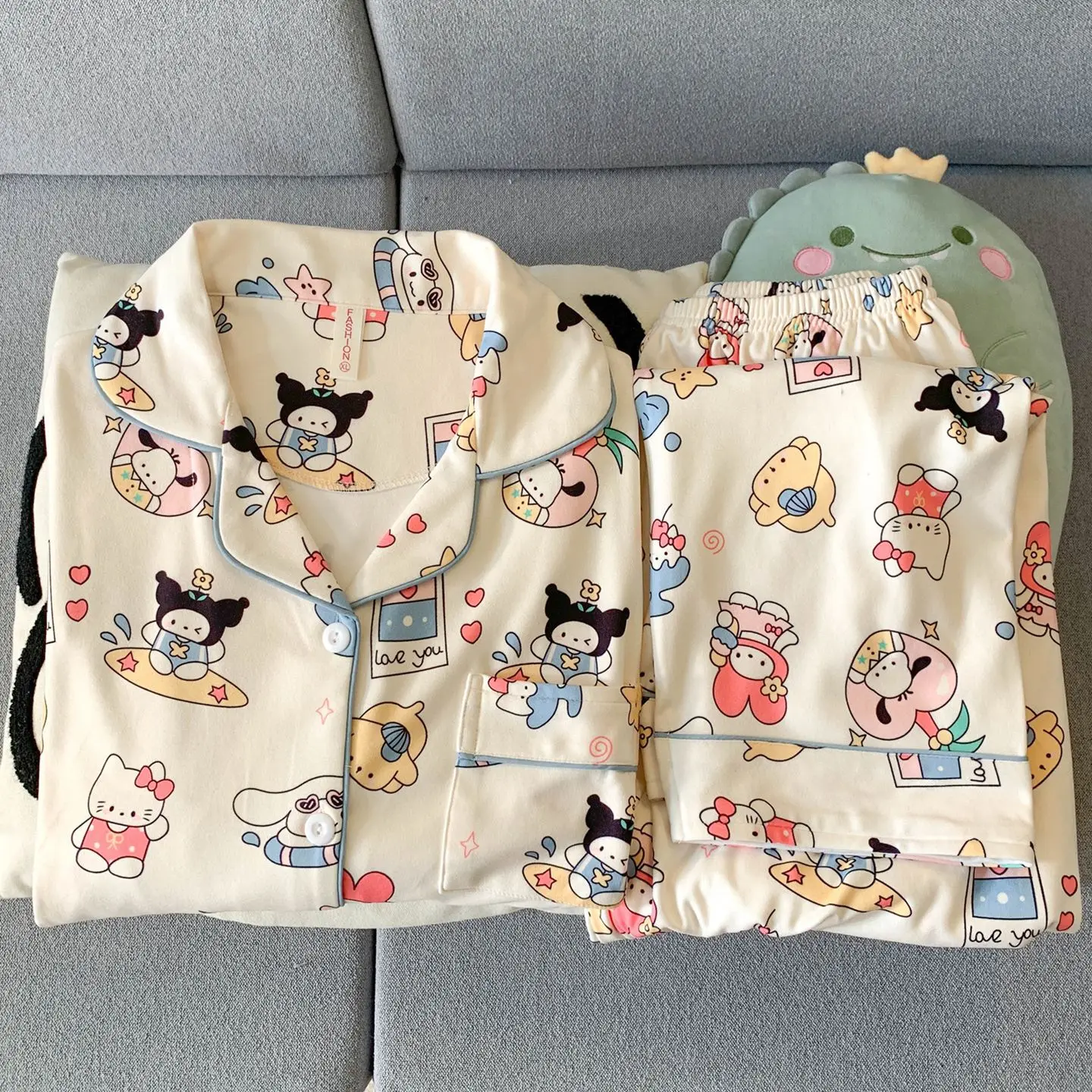 

Kit Girls' Sportswear Long Sleeve Long Pants Home Clothes Set Spring and Autumn Cute Cartoon Loose Comfortable Home Clothes