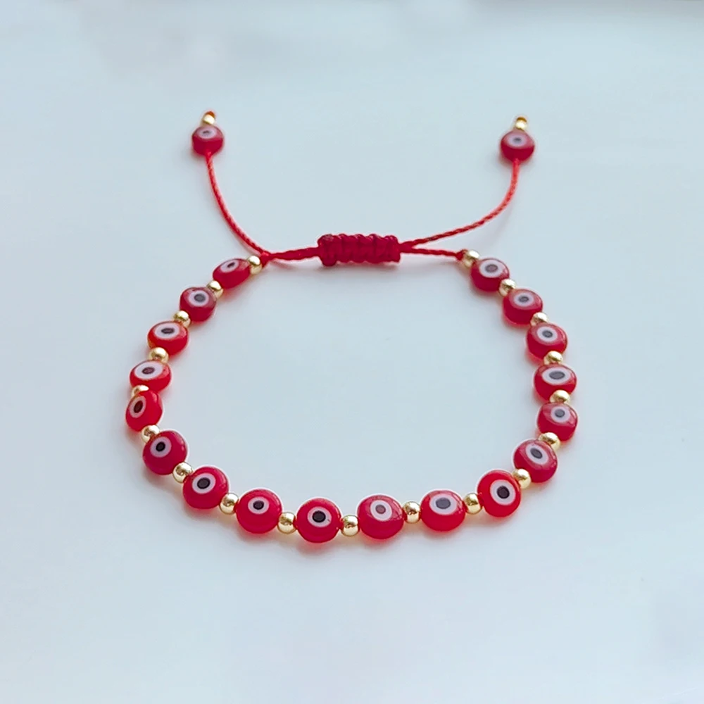 KKBEAD Multi-Color Turkish Evil Eye Bracelet Jewelry for Women Adjustable String Beaded Bracelets Pulseras Wholesale