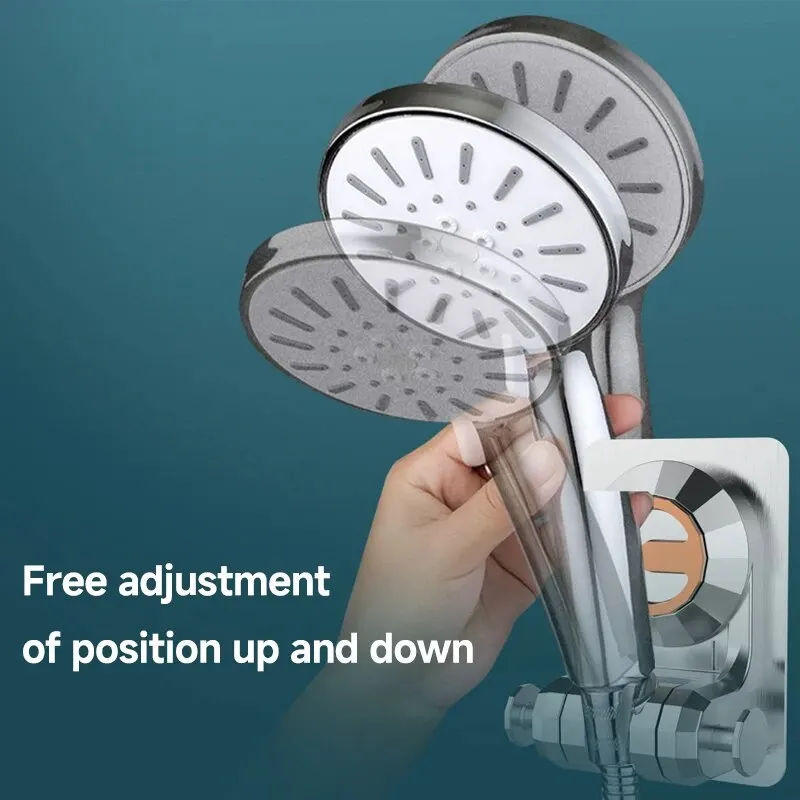 Showerhead Holder Suction Cup Holder Adjustable Detachable Hanging Rack Plating Shower Head Holder Bathroom Wall Mount Bracket image 2