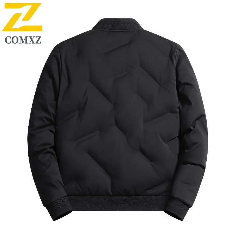 COMXZ 2025 Winter Mens Stand Collar Baseball Jacket Thick Warm Waterproof Windproof Puffer Coat Fashion Outwear Outdoor sports