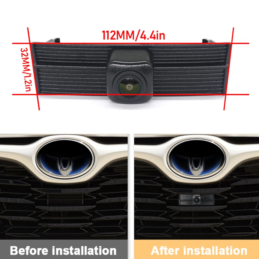 Golden Fisheye Lens Car Front View Camera For Toyota Highlander Kluger XU70 2020 2021 2022 2023 AHD 1080P Parking Front Camera