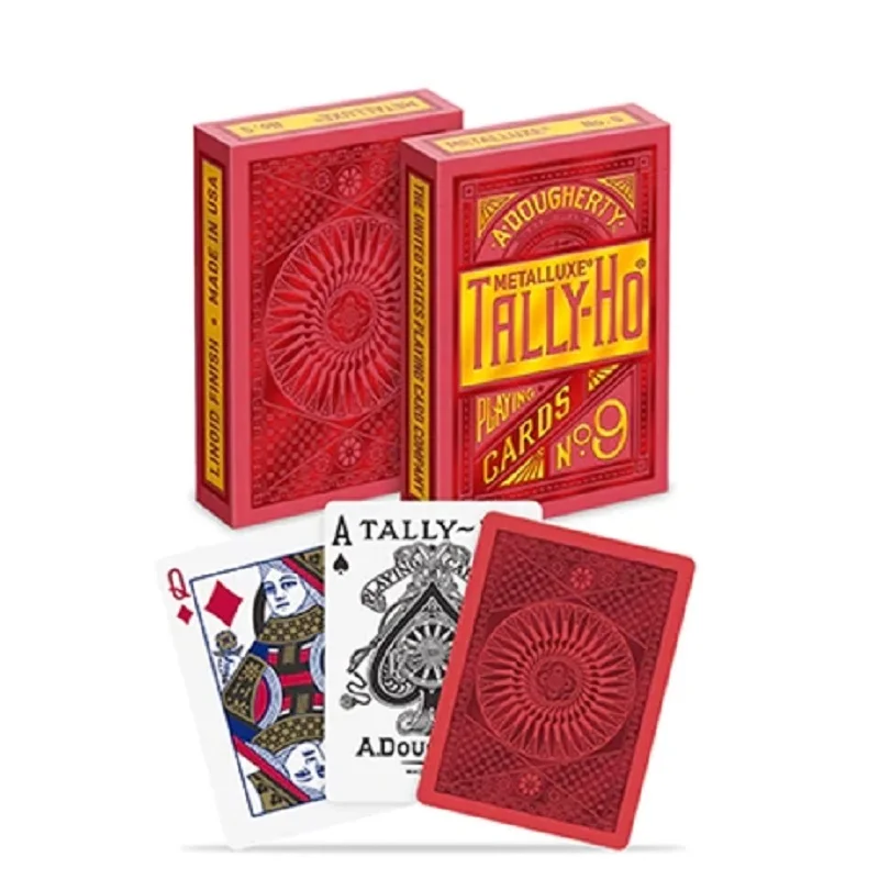 

Tally-Ho Metalluxe Playing Cards USPCC Red Deck Card Games Magic Tricks Props for Magician