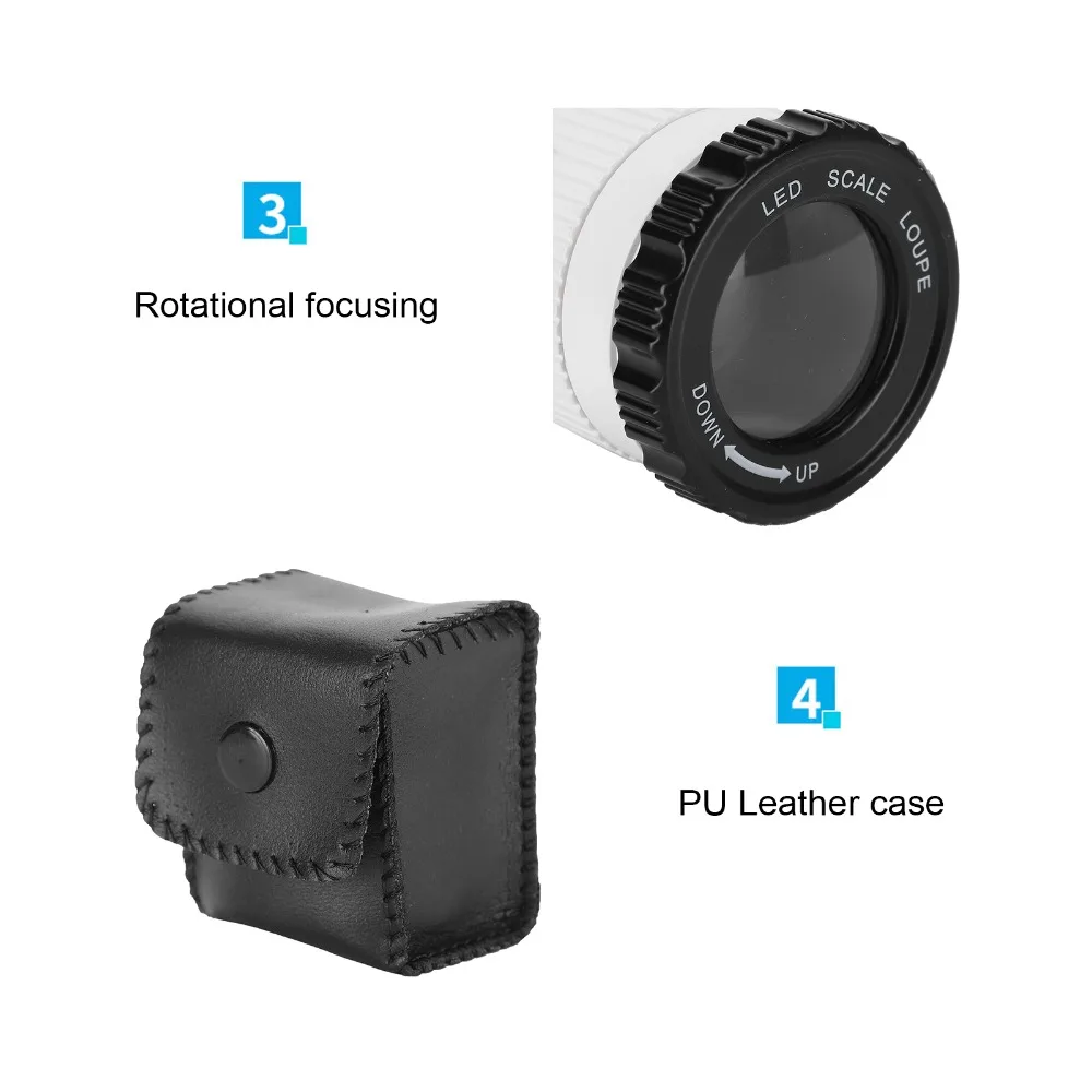 Professional 30X Optics Loupes LED Light Magnifying Glass Magnifier Jewelry