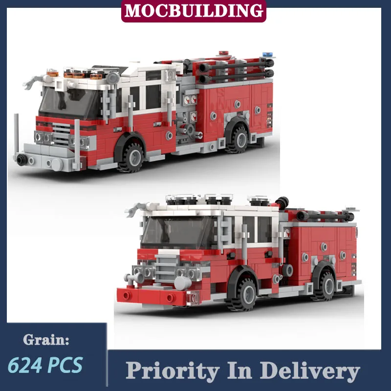 

Fire Engine Rescue Pump Truck (6 Wide) Model Building Blocks MOC City Fire Truck Collection Toys Gifts