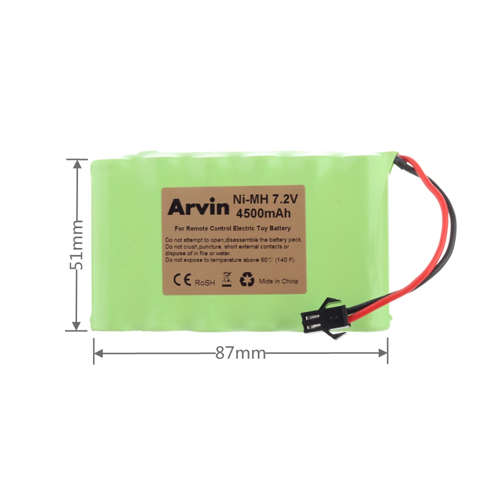 3.6V/4.8V/6V/7.2V/8.4V/9.6V/12v 4500mah ni-mh AA 3000mah batteria ricaricabile per giocattoli telecomandati spina SM per auto elettrica