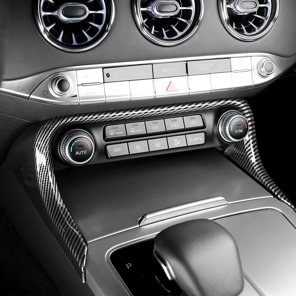 Für Kia Stinger 2018-2023 LHD RHD ABS Mittelkonsole Klimaanlagenknopf & Lüftungsstreifen-Verkleidung Interieur Auto-Styling Zubehör