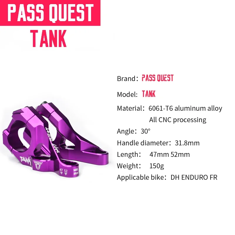 PASS QUEST อลูมิเนียมจักรยาน 31.8 มม.35 มม.จักรยานเสือภูเขาจักรยานจักรยาน MTB อะไหล่อลูมิเนียม DH ENDURO FR