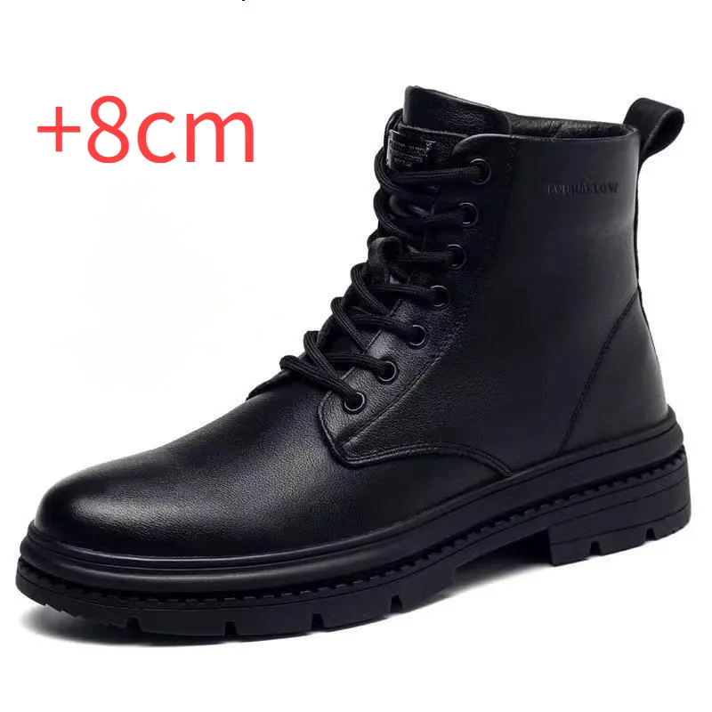 Men's Elevator Shoes 2026 Genuine Leather Boots for Men Hidden Heel Internal Height Increased 8CM 6CM Business Leather Shoes