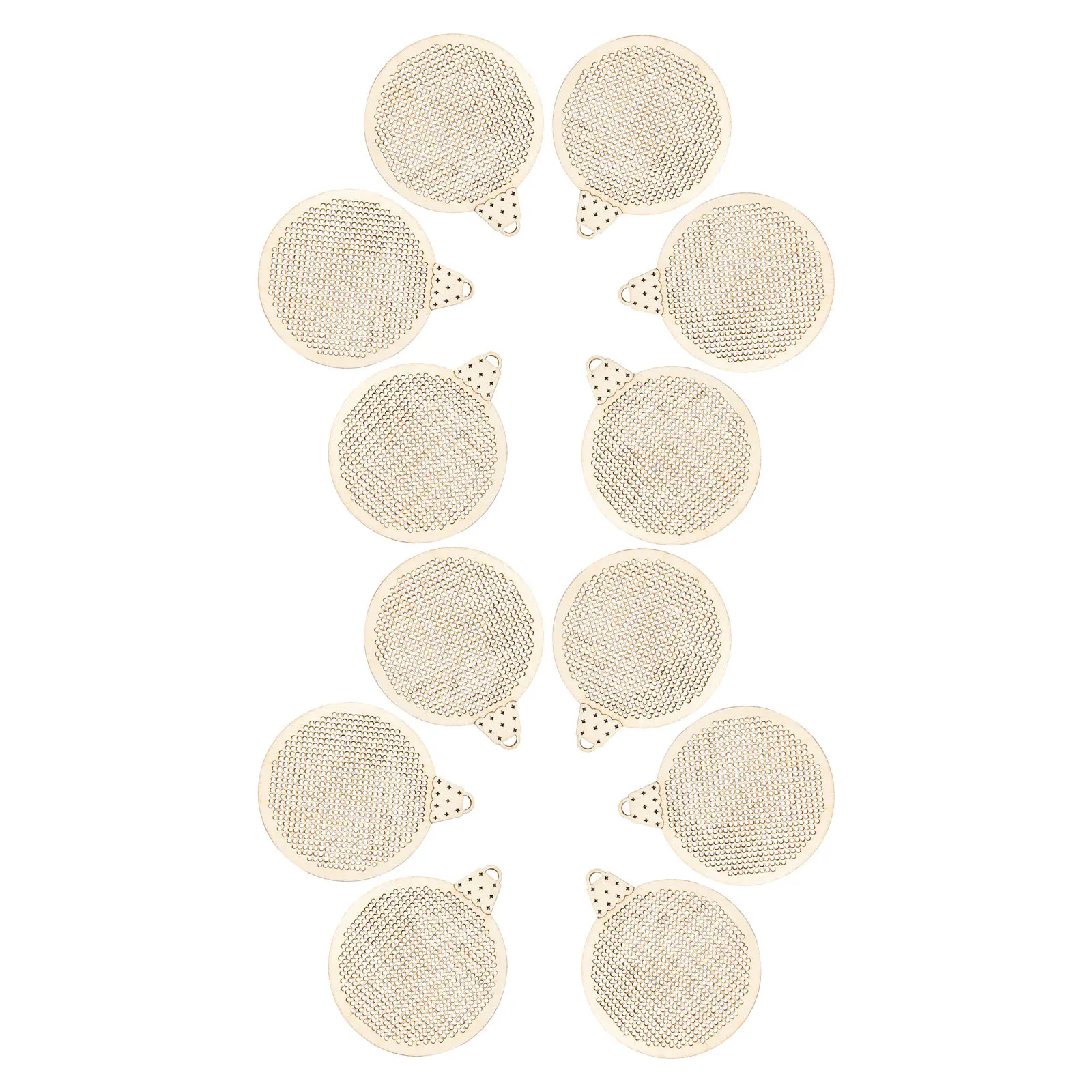 

12Pcs Cross-Stitch Wood Plates Christmas Decorations DIY Wooden Chip Tags Embroidery Hanging Ornaments for Festive Home Party