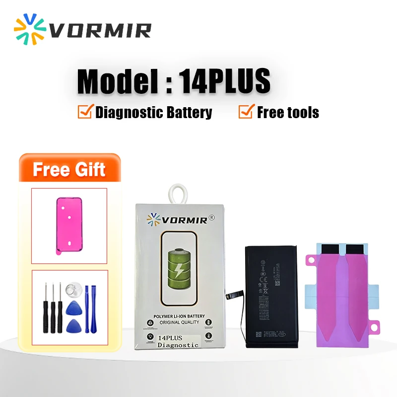 1pc Diagnostic Battery With Tools For iPhone 12 13 14 15 Plus Pro Max Standard Capacity 100% Health Stable On IOS 26 No Pop Up