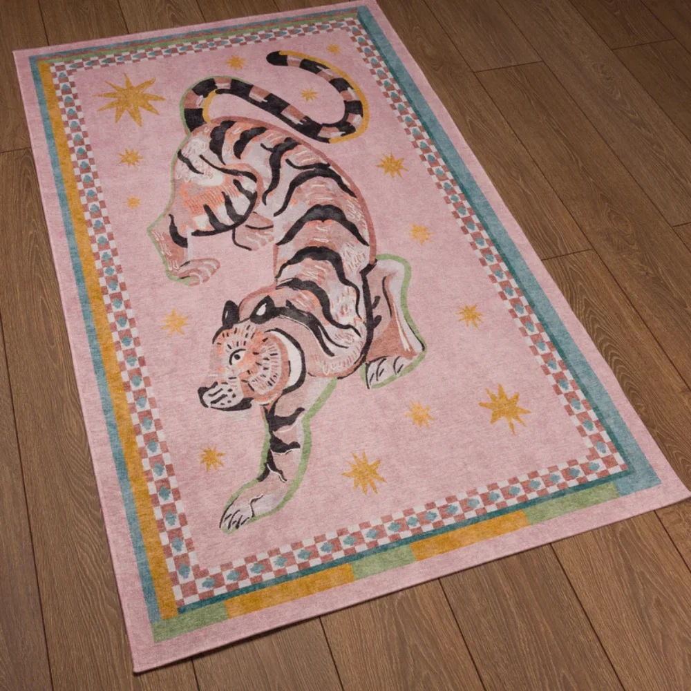 Bohemian Tiger Star Print Colorful Border Floor Mat Living Room Bedroom Area Rug Home decor Non Slip Carpet Decor Gift