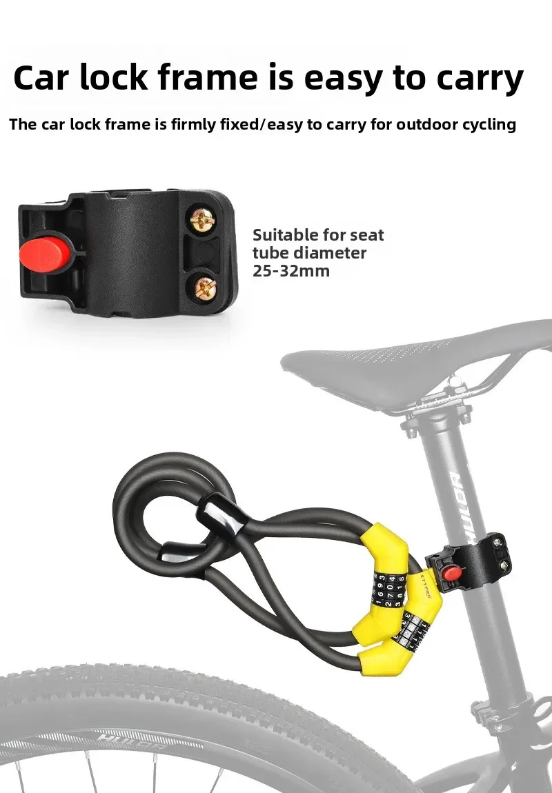 TTPRO 10mm Fahrradschloss aus gehärtetem Stahlkabel | Elektrische Anti-Bolzen-Schere mit Doppelkopf-Passwortschloss – Detail 4