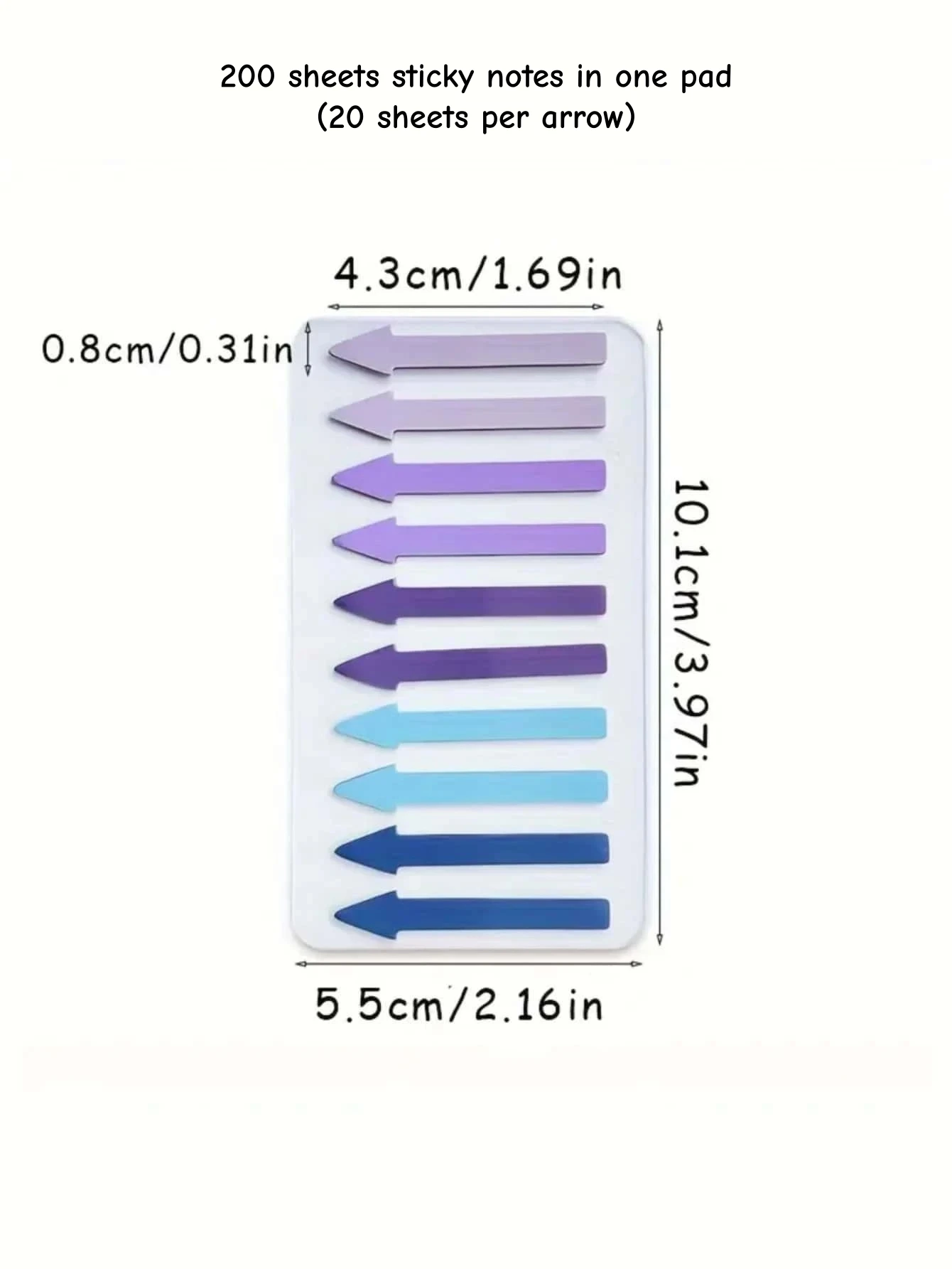 1/12 Stück Pfeil farbige Haftnotizen Haftnotizen Mini 200 Blatt pro Notizblock, Farbverlauf Pfeil Index Aufkleber Tagebuch A7917 – Detail 5