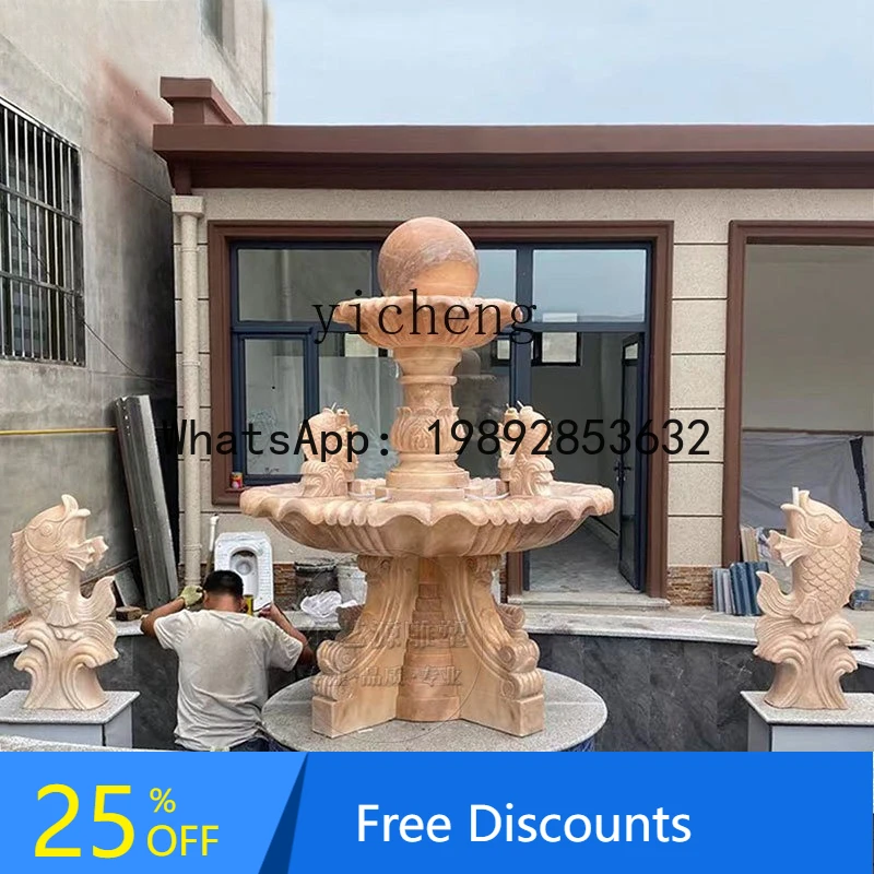 Stone Carving Fountain Rockery Ornament Outdoor Courtyard Garden Fish Pond Water Fountain Marble