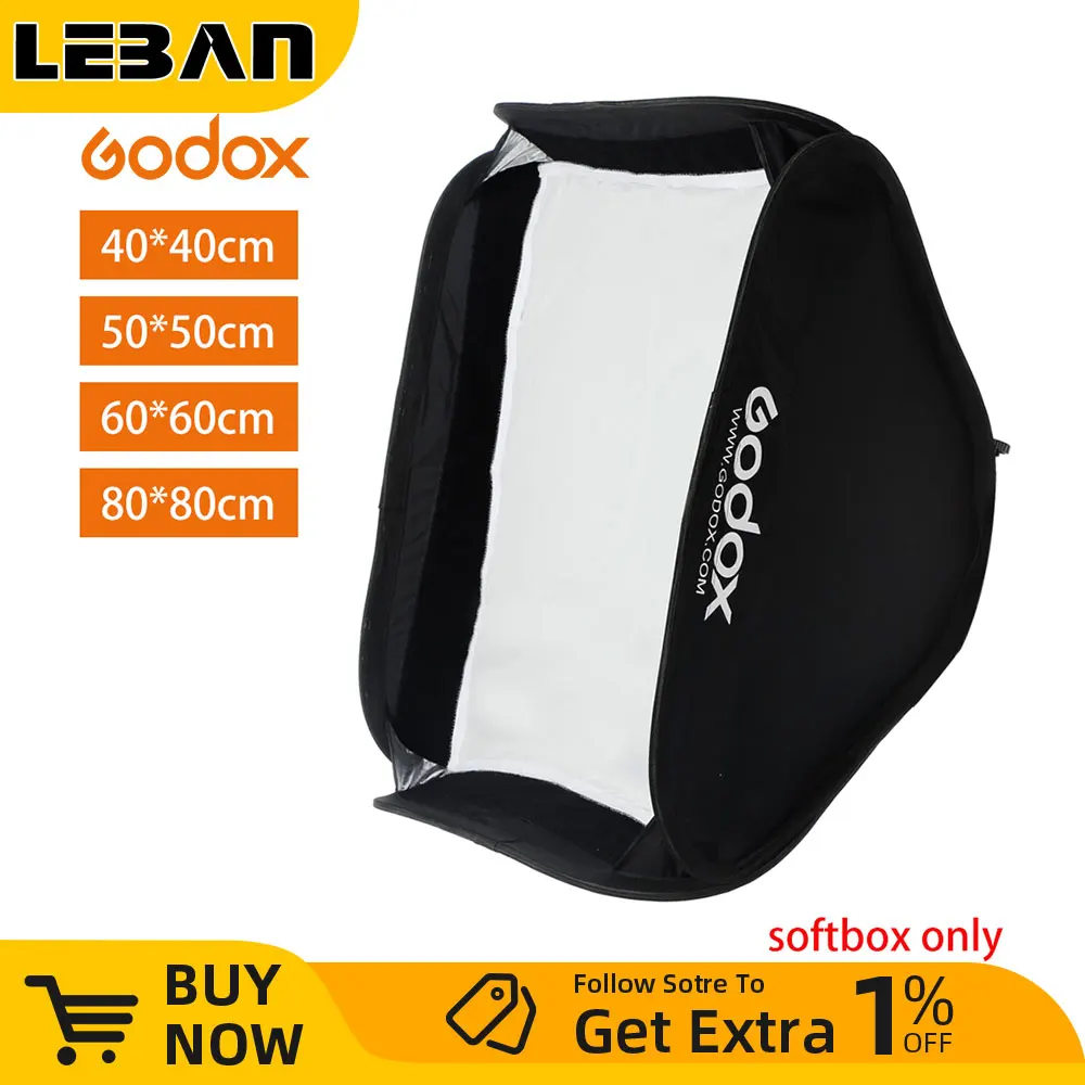 Godox 40x40cm 50x50cm 60x60cm 80x80cm Foldable SoftBox Speedlite Flash Softbox for S-type Bracket fit Bowens Elinchrom Mount