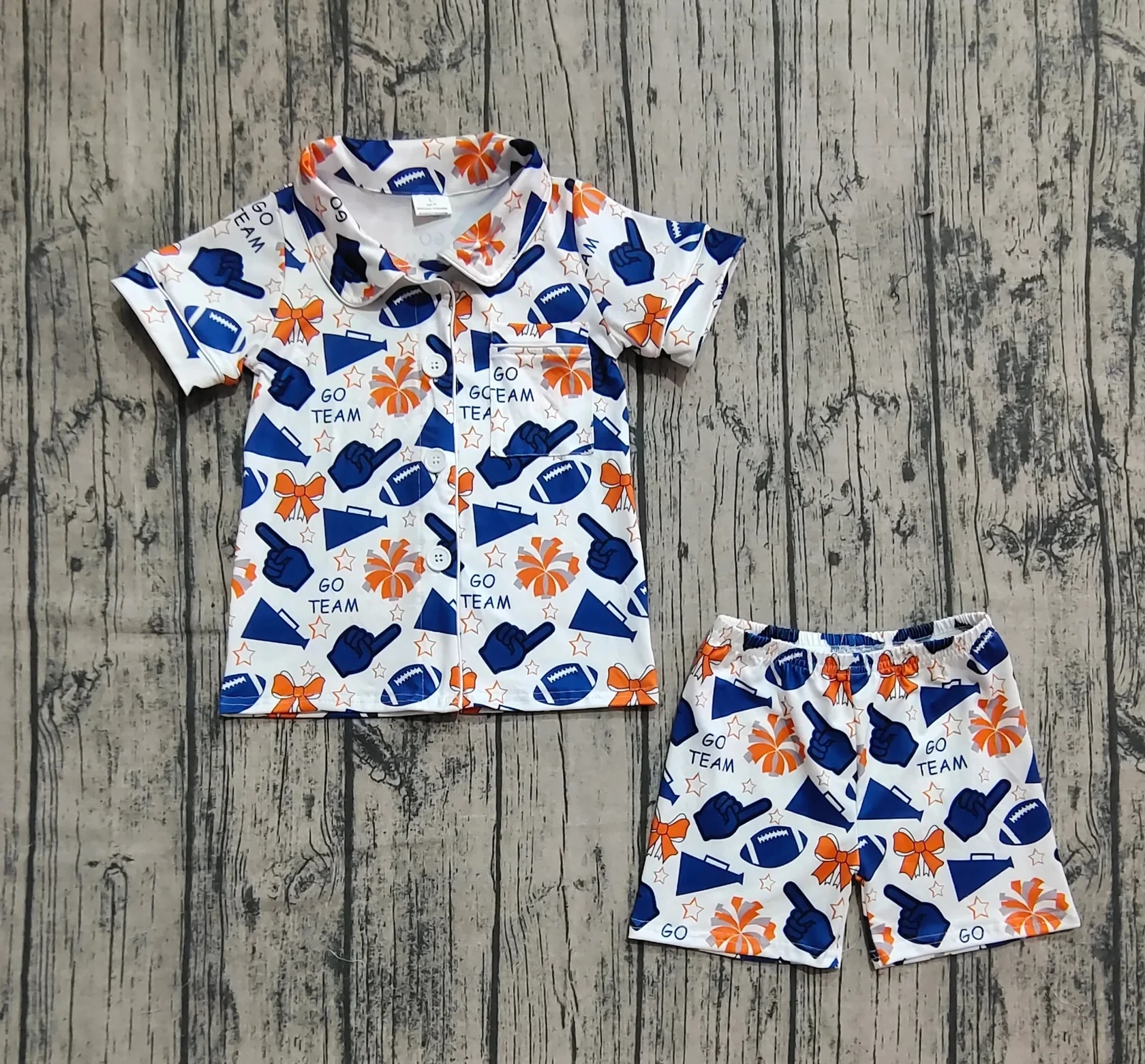 

Wholesale Children Kids Pajamas Baby Girl Short Sleeves Cardigan Buttons Shirt Shorts Infant Outfit Clothing Blue Sleepwear Set