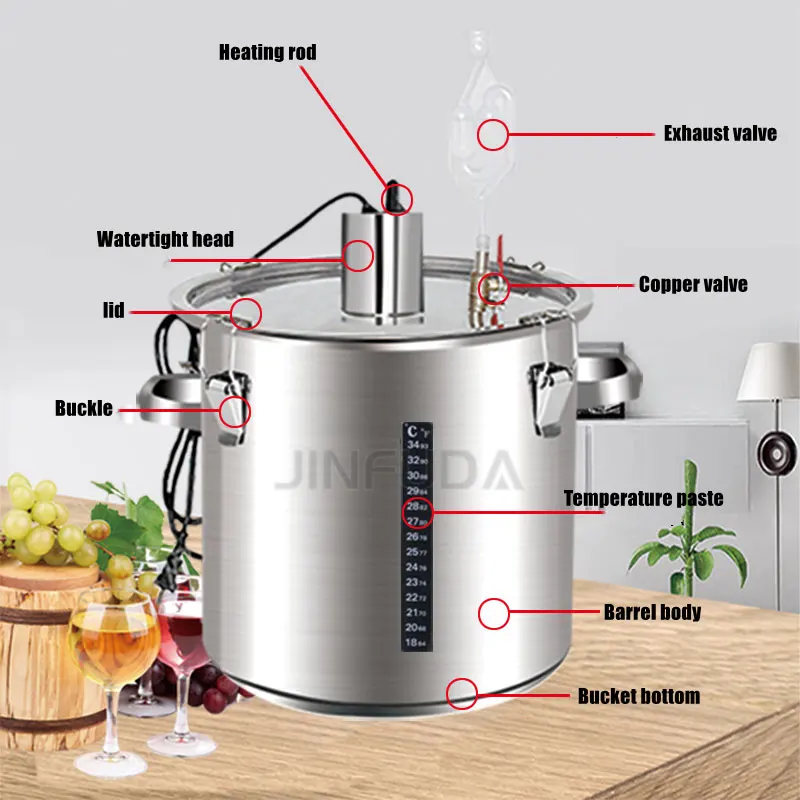 100L Fermentation Tanks Conical with Heater Wine Fermentation Tank with Cooling Jacket Wheat Fermentation Tanks