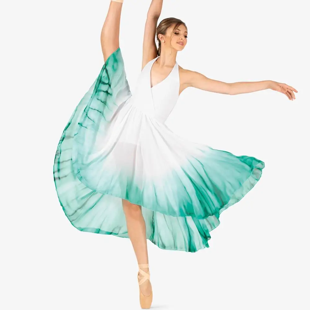 Ombre Halter Ballet Dance Dress Modern Dance Wear Contemporary Competition Performance Costumes for Girls Women