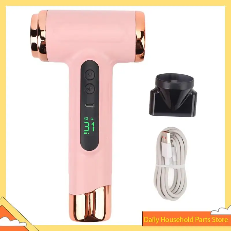 【تخفيضات كبيرة】مجفف شعر بمقبض مريح للشحن عبر USB بالهواء الساخن والبارد بقدرة 200 وات مجفف شعر سريع الجفاف مع فوهة للسفر