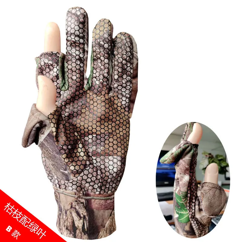 Camouflage Jagd Handschuhe Leckage Finger Silikon Offsetdruck Palm Anti Slip Angeln Taktische Handschuhe