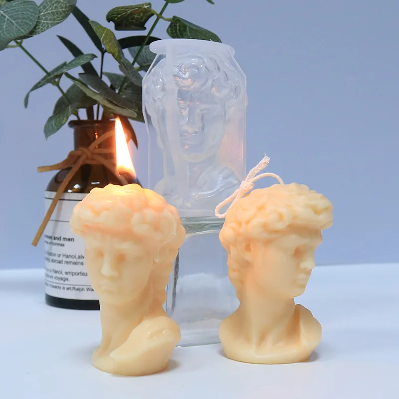 

Mirror David Head Candle Silicone Mold for Handmade Chocolate Decoration Gypsum Aromatherapy Soap Resin Candle Silicone Mould