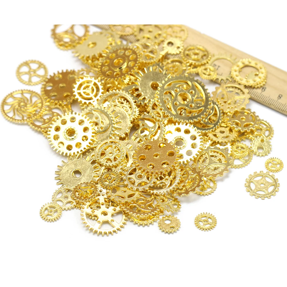 

50 Pcs Gear Accessories Pendant Necklace Charms Bulk DIY Supplies for Jewelry Making