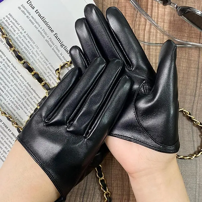 Screen Touch Gloves PU Leather Punk Mittens Warm Fashionable Gloves Soft Gothic Mittens For Pole Dancing Disco Dancing