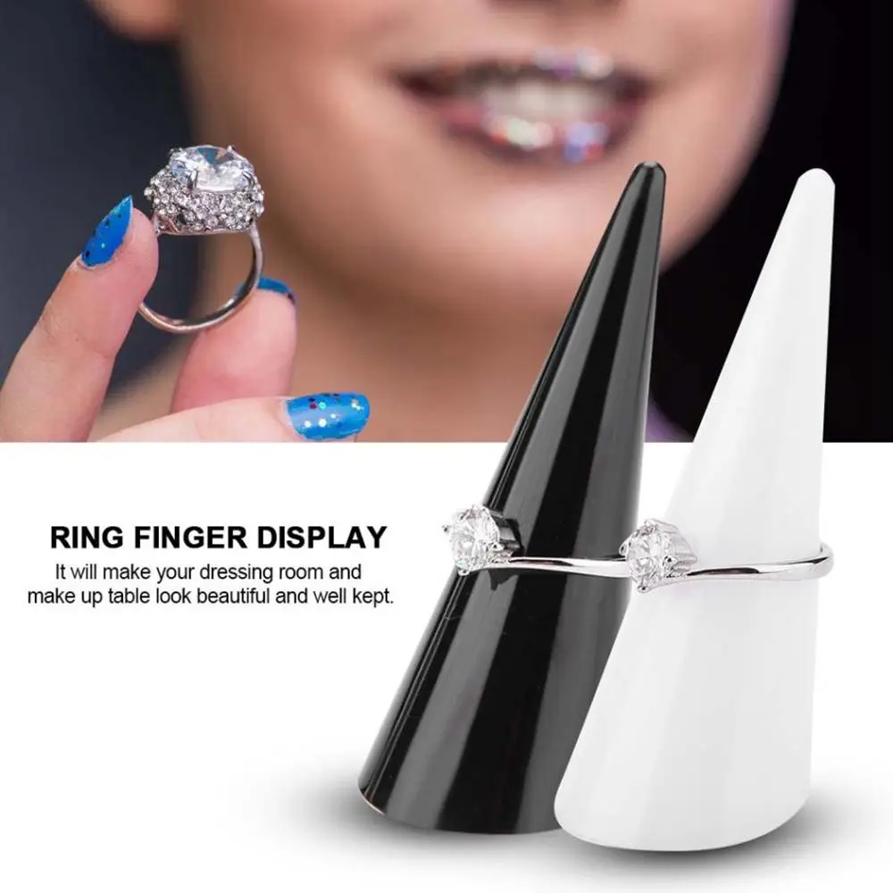 1/5PCS White Black Transparent Ring Display Stand Jewelry Show Finger Shape Acrylic Holder Fingertip Conical Jewellery Organizer