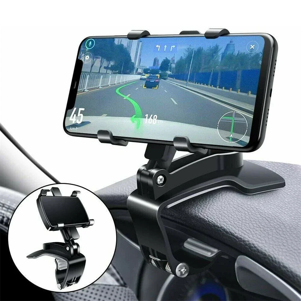 

Car Dashboard Phone Holder Black Fits For 3in-7in Phone 360° Mount Holder Clamp Accessories Car Interior Bracket