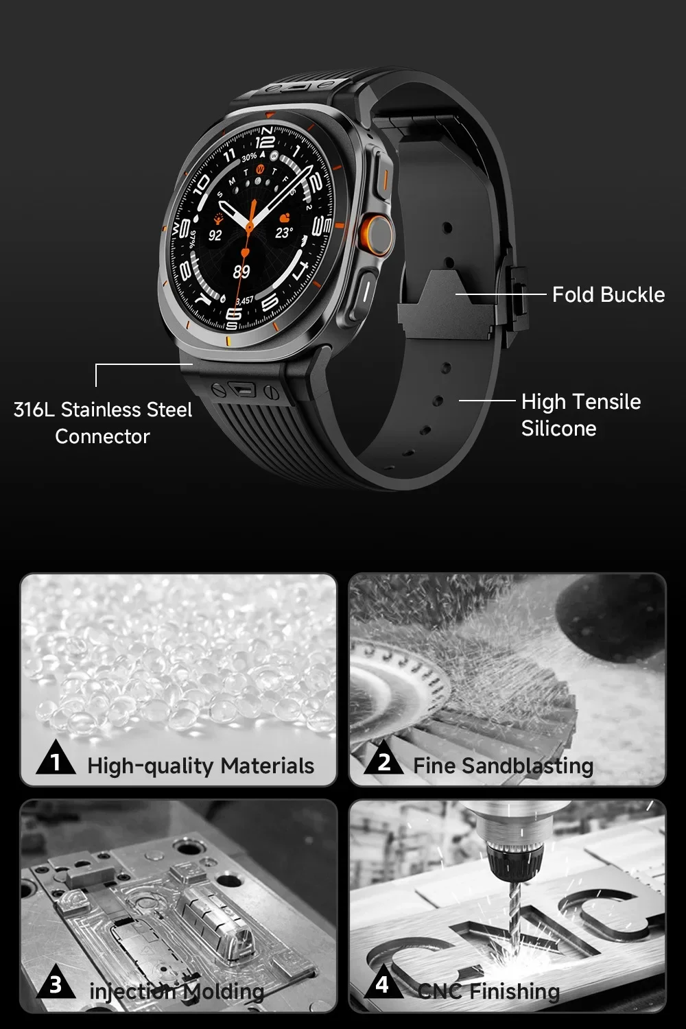 

Мягкий силиконовый ремешок для Samsung Galaxy Watch 8 Ultra, 47 мм, высококачественная металлическая пряжка из нержавеющей стали для Galaxy Watch Ultra, аксессуар