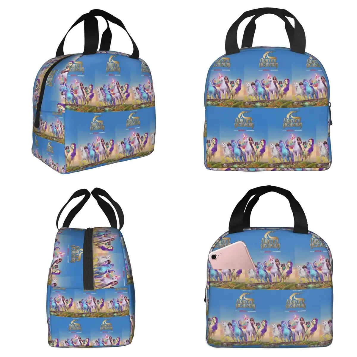 Unicorn Academy Isolierte Lunchtasche für Kinder, Schulkühler, Thermo-Lebensmittelbox, auslaufsichere Lunchboxen, Behälter