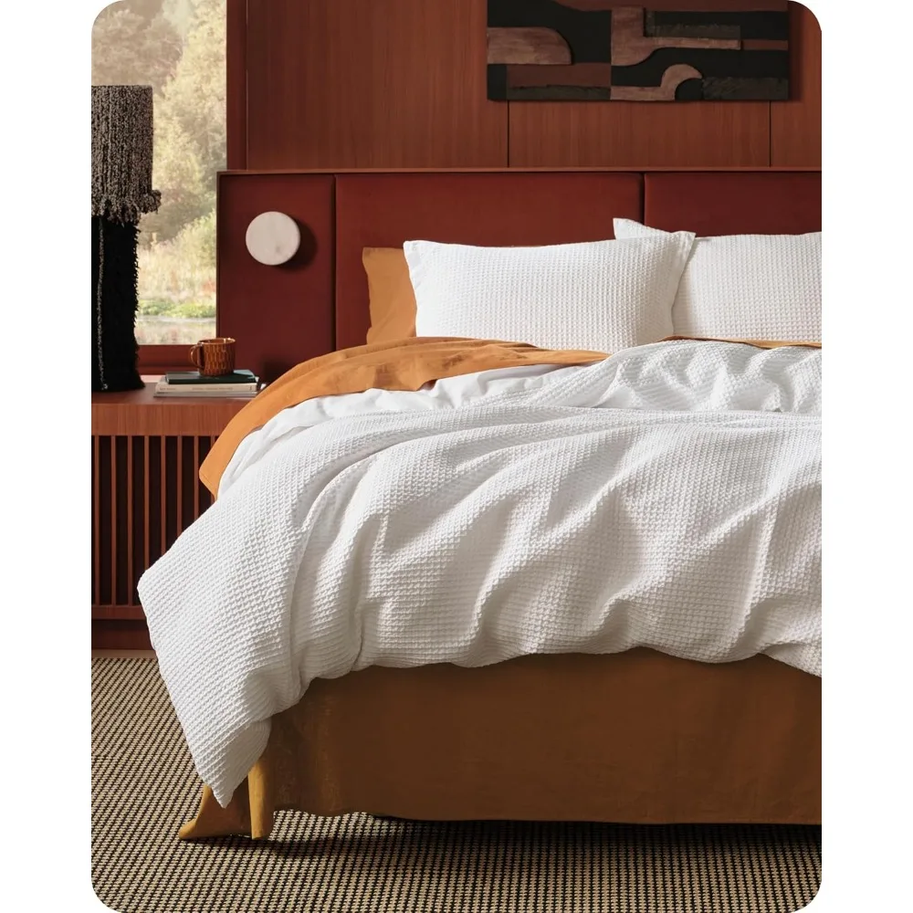 

Bedsure Cotton Duvet Cover Full - 100% Cotton Waffle Weave Coconut White Duvet Cover Set, GentleSoft™ and Breathable Bedding Set