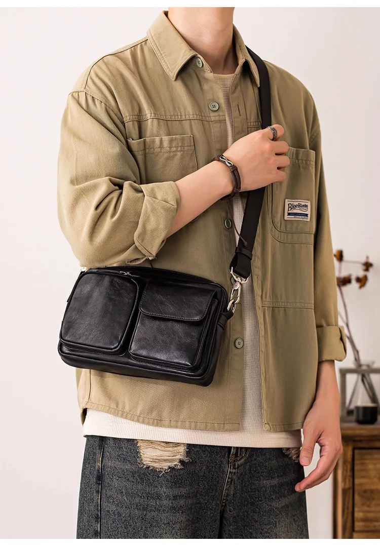 SENOFAN New Original Mobile Phone Small Bag Genuine Leather Shoulder Strap Bag Men Courier Bag Commuting Light Riding Tide