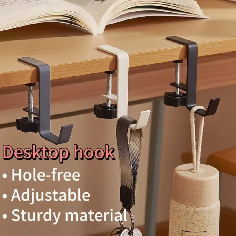 1/2pcs Adjustable No Punch Metal Hook Gaming Headset Hanger Student Backpack Storage Hanging Hook Adjustable Desk Edge Hooks