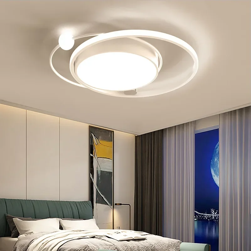 Gold Modern Led Ceiling Light Nordic Round Lighting Fixture Living Bedroom Restaurant Kitchen Reading Indoor Decor Planet Lamps