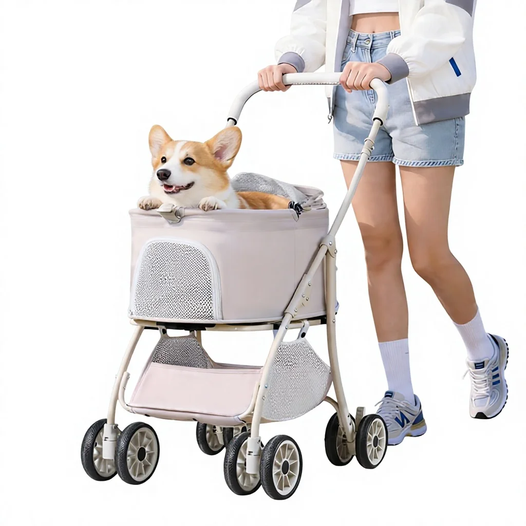 Bestseller Metal Pet Stroller for Cats and Small Dogs Lightweight Portable Foldable for Outings
